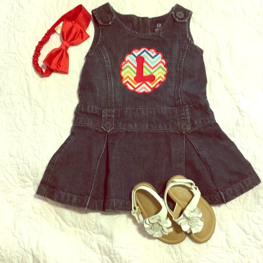BabyGap 18-24 mo “L” Embroidered Denim Dress